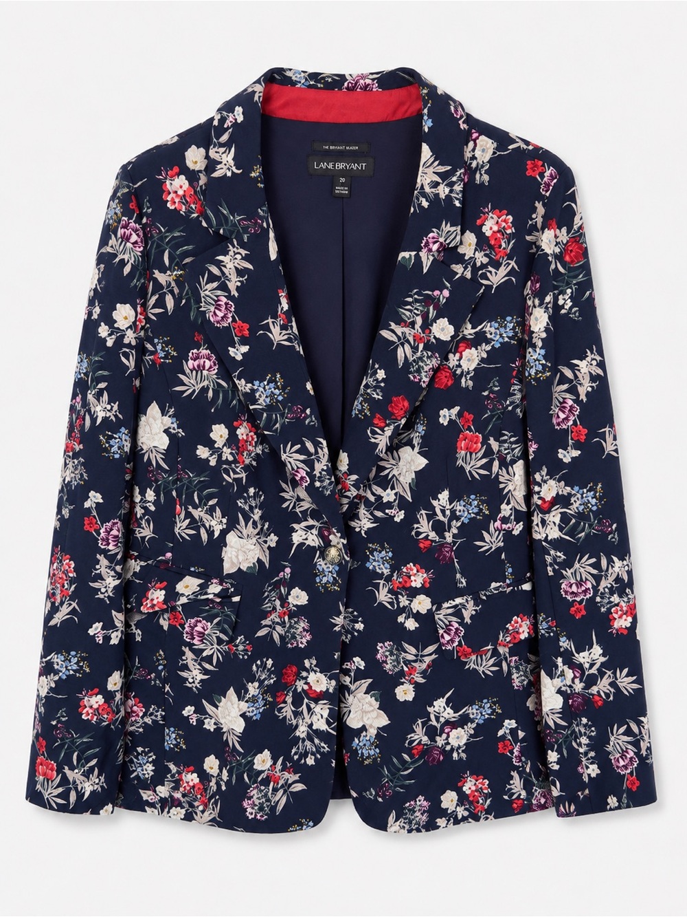 Lane Bryant Navy Floral Blazer with Multicolor Blooms